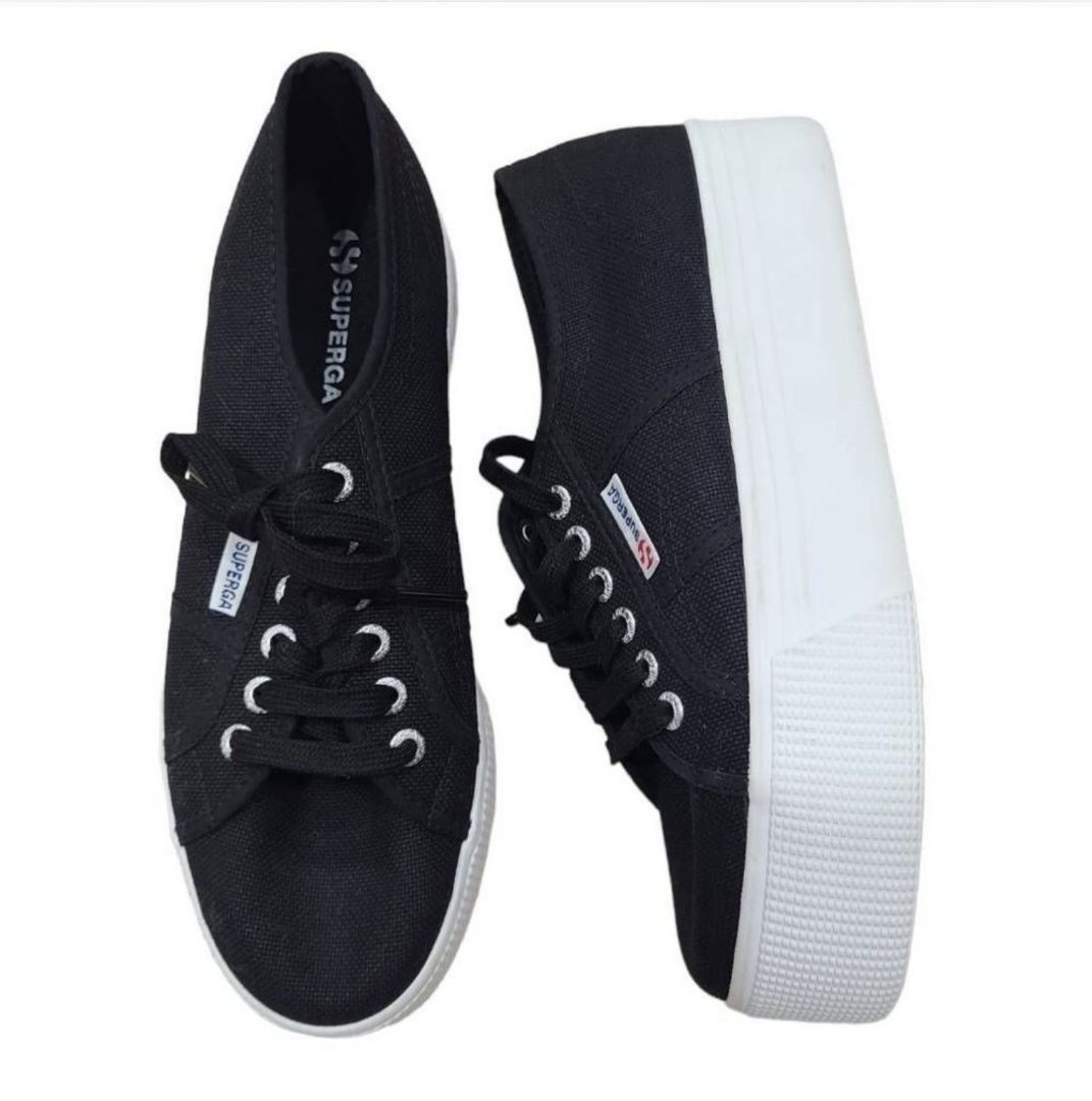 Superga black platform sneakers, Size EU 39.5