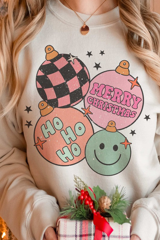 MERRY CHRISTMAS HO HO HO ORNAMENTS SWEATSHIRT