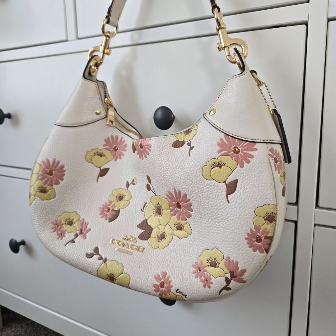 white multi Coach Coach floral hobo bag