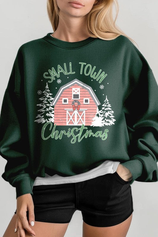 Small Town Christmas Graphic Fleece Sweatshirts