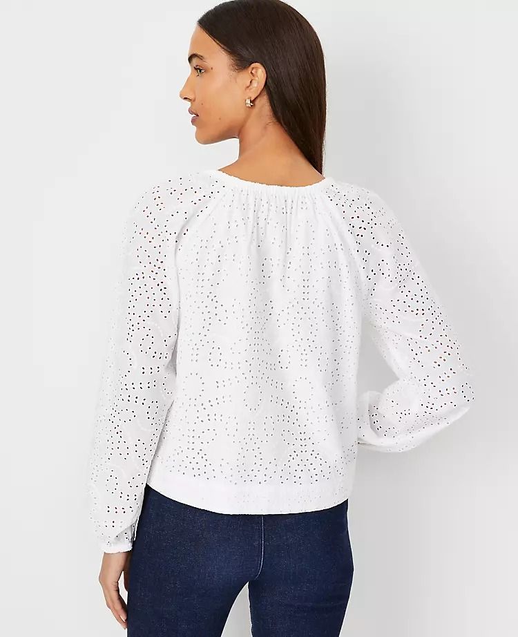 Ann Taylor white eyelet top Size large